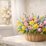 International Women’s Day flowers basket with tulips and spring flowers Toronto GTA